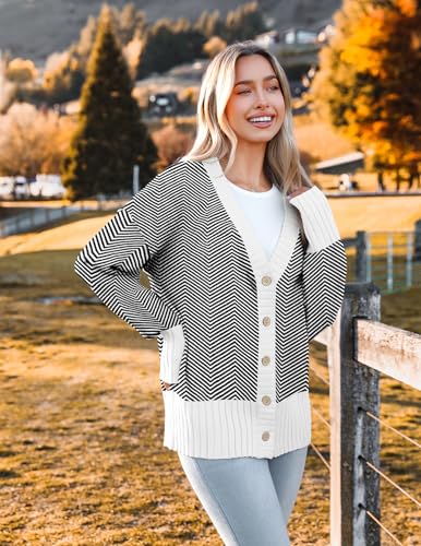 Zeagoo Women's Cardigan 2025 Fall Winter Open Front Oversized Button V Neck Loose Soft Knit Sweater3