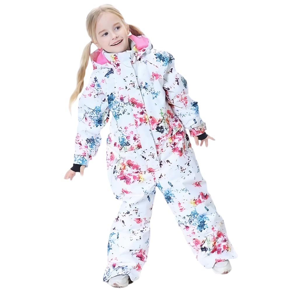 Traje de nieve para niños con capucha, a prueba de viento e impermeable, traje de esquí para niñas, mono de esquí grueso y cálido