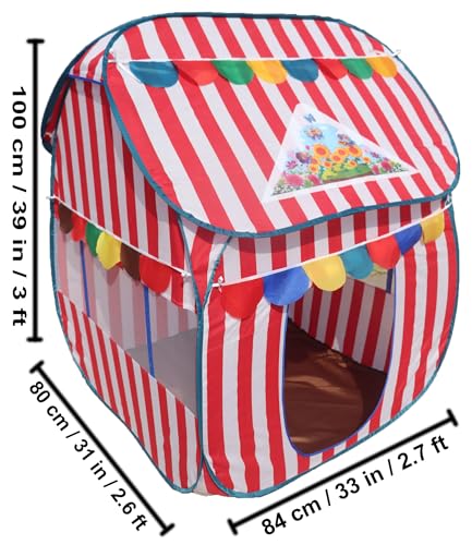 Image of Homecute Foldable Pop Up Hut Type Kids Toys Play Tent House for Boys and Girls (Medium Size Red-White)