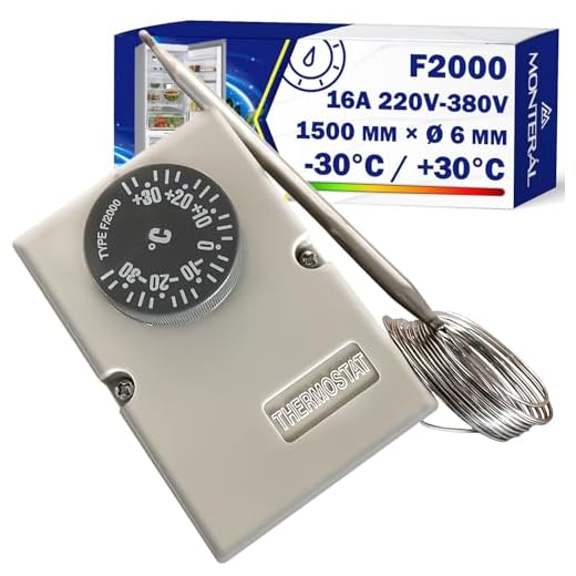 Termostato Universal F2000 Tamaño Capilar 1500 mm x Ø 6 mm Temperatura Operativa -30°C / +30°C 16A 220V-380V para su Uso como Termostato Frigorifico Aire Acondicionado - MONTERAL