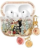 Coralogo for Apple for Airpods Pro 3 Case - Women Girls Cute Girly Kawaii 4th Generation for Airpods Cases Cover Glitter Sparkle Cat Flower Hard Shell Keychain Funda Estuche Forro para Airpod Pro3 Gen