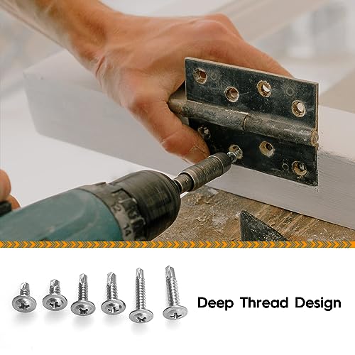 120pcs M4.2 M4.8 Self Tapping Flat Head Screws 410 Stainless Steel Self Tapping Flat Head Screws Full Thread Dovetail Self Drilling Tail Screws(silver) - Image 4