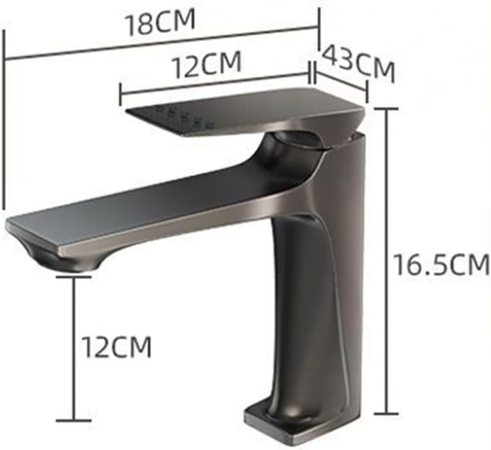 Grifo para Lavabo de baño, Grifo de Lavabo con Agua fría y Caliente, Grifo Monomando de latón para baño, Gris Cepillado
