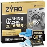 Washing Machine Cleaner Tablets | 24 Pack | Ultra Deep Clean | Eliminates Odors | Washer Cleaner Tablets for HE Front Loader & Top Load Washer | Compatible with All Machines | 1 Year Supply | Zyro