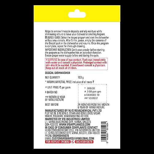 Image of IFB essentials Descal for Dishwashers | Removes Limescale & Hard Water Build-Up | Improves Cleaning Performance | Suitable for All Dishwashers