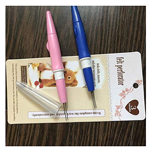 Titleximimark 1Pcs Mini Needle Felting Handle Holder With 3 Needles Wool Felt Essential Tool Embroidery Diy Blue #TOP5