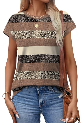 Image of Alaroo Womens Summer Tops Short Sleeve Shirts Crew Neck Cute Trendy Tunic Blouses (S-3XL)