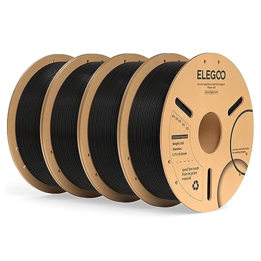 ELEGOO PLA Plus Filament 1.75mm Black 4KG, PLA+ Tougher and Stronger 3D Printer Filament Pro Dimensional Accuracy +/- 0.02mm, 4 Pack 1kg Spool(2.2lbs) Fits for Most FDM 3D Printers