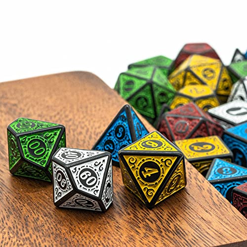 Poludie 5 Sets Dice Dnd, Polyhedral Dice Set (35Pcs) With Leather Dice Bag, D&D Dice Set For Dungeons And Dragons, Rpg, Mtg Table Games (Window Lattice Carved Series) #TOP2