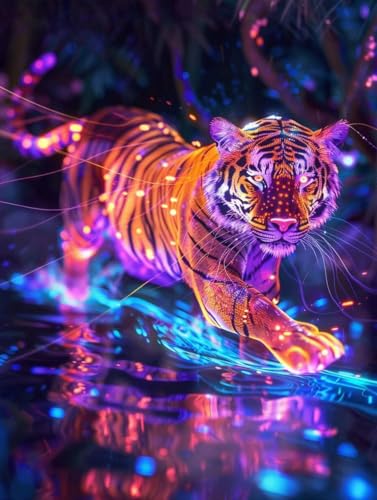Broderie Diamant kit complet Tigre 70x90cm pour une œuvre d'art