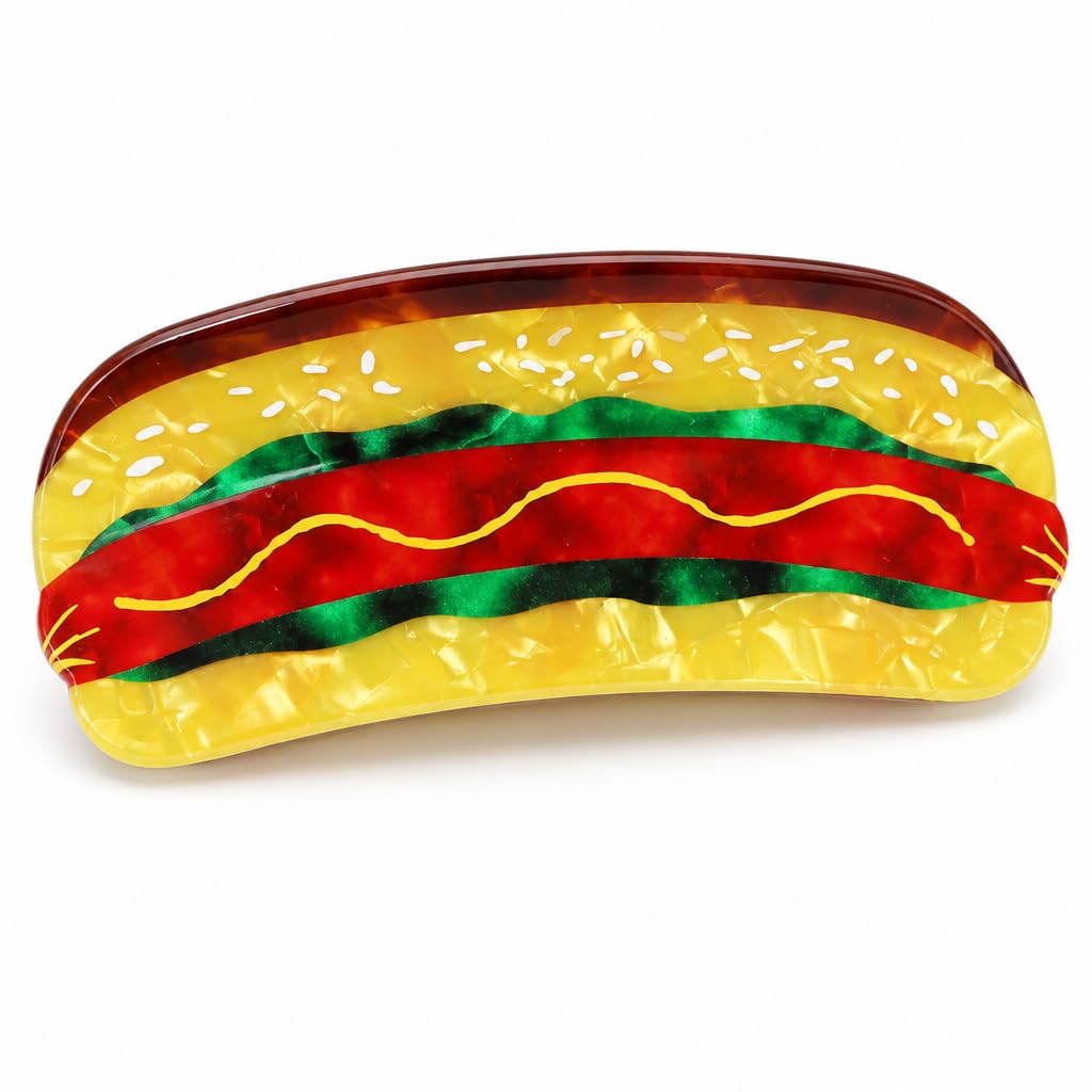 Hot Dog Hair Clip for Women Tortoise Shell Food Accessory Whimsical (brown)