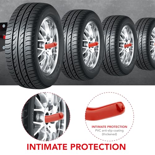 Sinoer Reifenwandhalterung,Felgenbaum, garagenhaken, autoreifen reifenhalter wandhalterung, Felgenmontage Wandset, aus Stahl, im Gegensatz zu traditionellen Gusseisen-Konkurrenten, 4er-Pack Rot