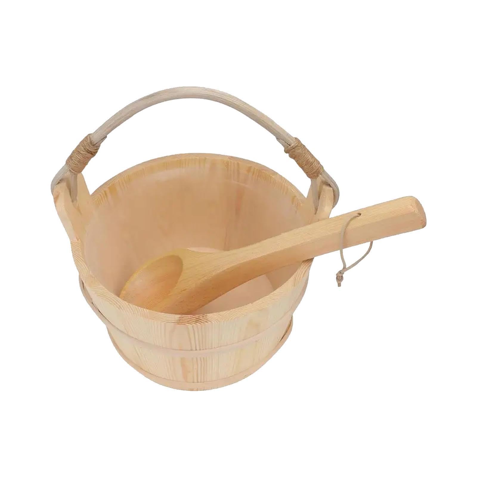 Sauna Zubehörset mit Holzlöffel, handgefertigt, großes Fassungsvermögen, bequemer Badeeimer, Blumentopf, Innendusche, Saunaraum, leicht zu