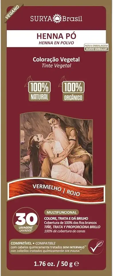 Henna em Pó Natural - 50g - Surya Brasil - Vermelho