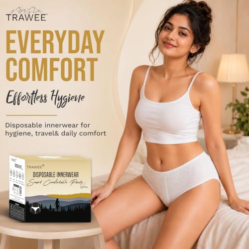 Image of Trawee Women Disposable Regular Panty | Sweat Absorbent, Breathable & Skin-Friendly | Anti-Fungal & Antibacterial Hygiene Underwear | Ideal for Travel, Spa, Hygiene & Everyday Comfort