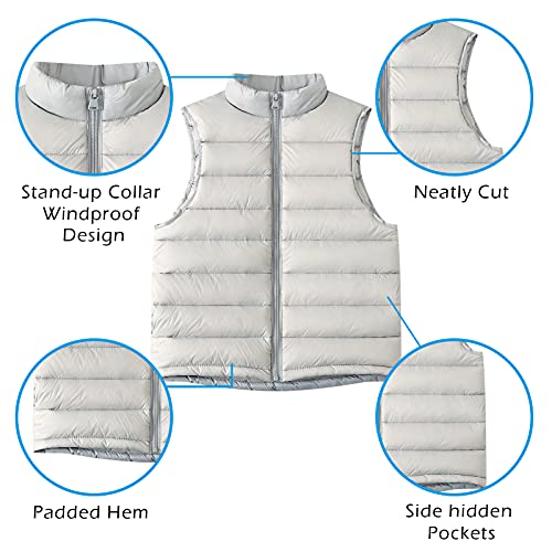 Happy Cherry Kids Puffer Vest Boy Girls Down Jacket Packable Outerwear Winter Warm Gilet Sleeveless Waistcoat 4-5 Years, Grey #TOP6
