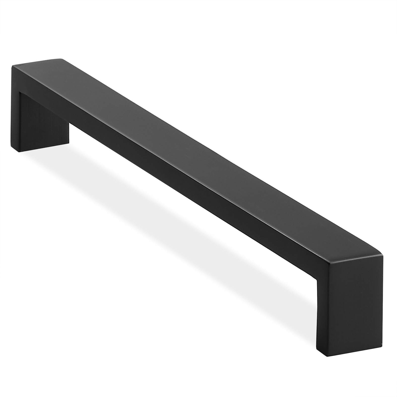 Solid Stainless Steel Cabinet Hardware Square Pull Matte Black (8-3/4" Hole Centers) - 10 Pack