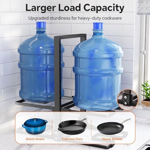 SAYZH Pots and Pans Organizer, Adjustable and Snap-on Saucepan Rack for Cupboard, Pan Organizer for Kitchen Organization & Storage, Rustproof Pot Organizer, Upgraded Design (Black 8 Tier)