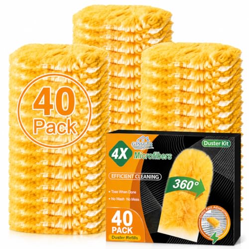 Image of 360 Duster Refills for Swiffer Duster, 40 Pack Heavy Duty Duster Kit for Cleaning with 4X Electrostatic,Compatible with Swiffer Handle Pet Hair, Blinds & Car Vents- Great Gift Set