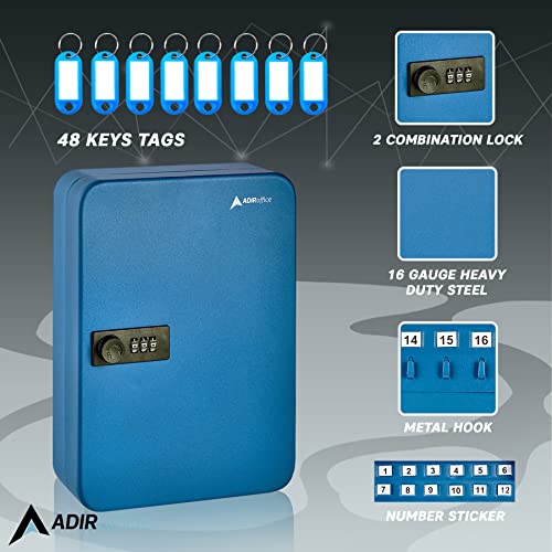 Adiroffice Combination Lock Keys Cabinet Security Storage Box Organizer Holder Locked Key Box Wall Mount Steel 48 Slots #TOP1