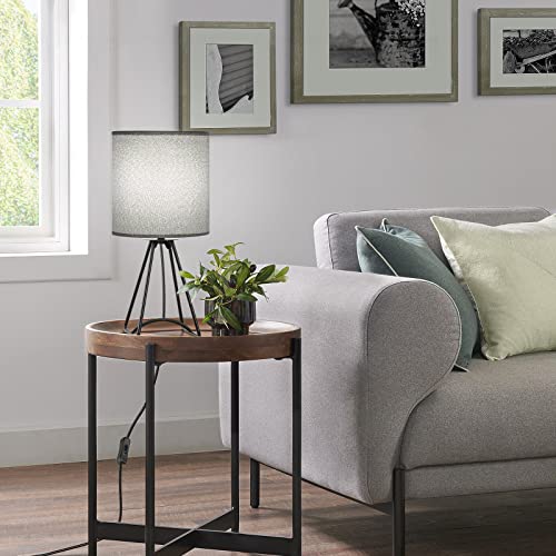 Folksmate Bedside Table Lamps Set Of 2, Gray Metal Table Lamp For Bedroom, Modern Lamps For Nightstand, Simple Side Table Lamps With Linen Fabric Lampshade For Kids, Bedrooms (Bulb Not Included) #TOP1