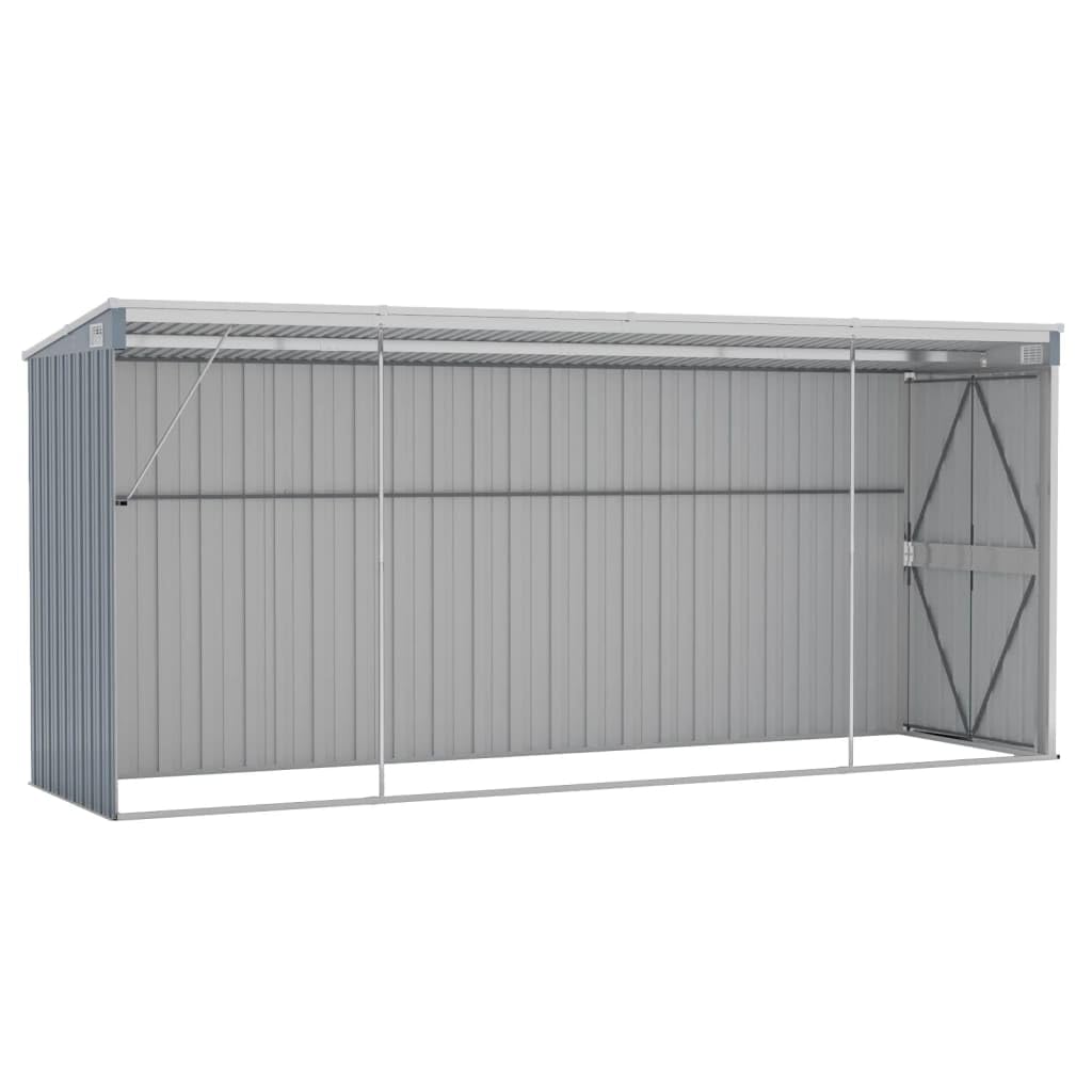 vidaXL Cobertizo de Jardín Mural Gris 118x382x178 cm Acero galvanizado
