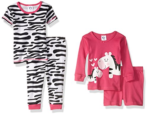 Gerber Baby Girls' 4-Piece Pajama Set, Zebra 24 Months