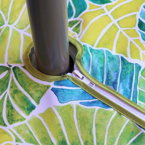Image of EHouseHome Outdoor and Indoor 60inch Round Tablecloth with Umbrella Hole and Zipper, Waterproof Zippered Patio Cloths, Spring /Summer Table Covers for Backyard Circular Table /BBQs /Picnic