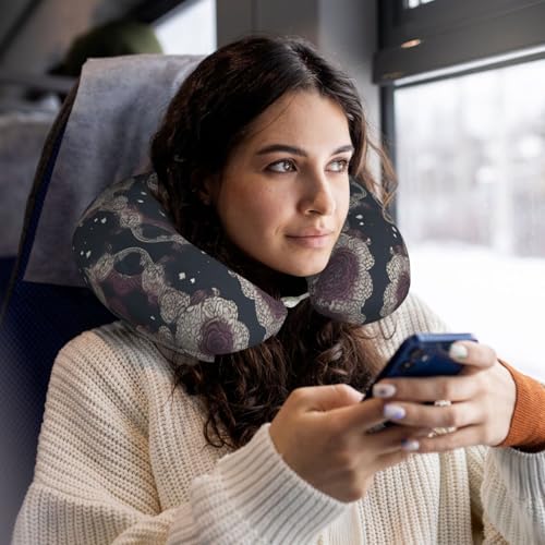 Almohada ergonómica U para viaje de poliéster negra miniatura 6