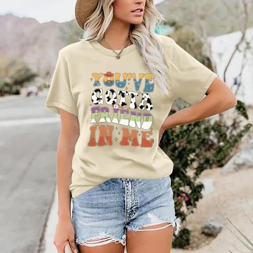 You've Got A Friend in Me Shirt Women Funny Letter Print Cute Family Vacation Holiday Graphic Tees Friends Tops4