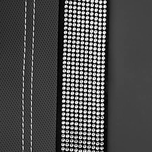 Image of CAR PASS Bling Rhinestone&Leather Back Seat Cover, Waterproof Bench Rear Seat Cover Shining Diamond Universal Fit Automotive Glitter Crystal Sparkle Strips for Kid Women Girl, Silver Diamond