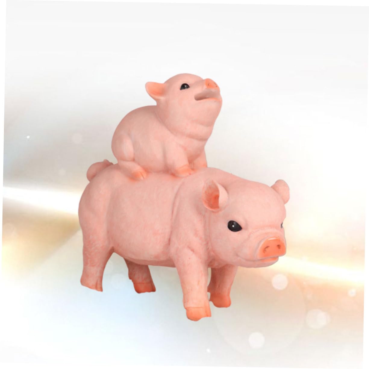 Großes Sparschwein aus Kunstharz mit Schweinchen Design, Rosa