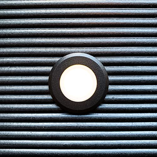 LightsOn Orion Paquete de 10 luces LED Plug & Play para jardín (negro): sistema de 12 V, 20 lúmenes/piezas, luz blanca cálida, dispersión estrecha, fácil de instalar y construir para patios, escaleras