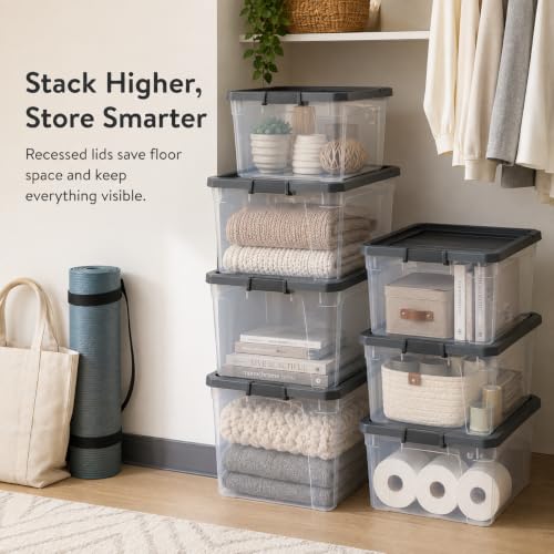 Image of 2 Pack Clear Stackable Storage Bins with Latching Lids, 76 Quart for Garage