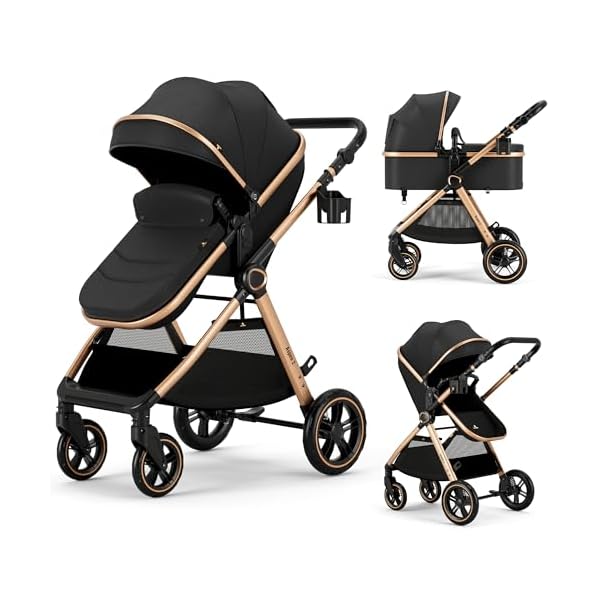 2 in 1 Baby Stroller, Convertible Bassinet Pushchair for Infants and Newborns 0-36 Months
