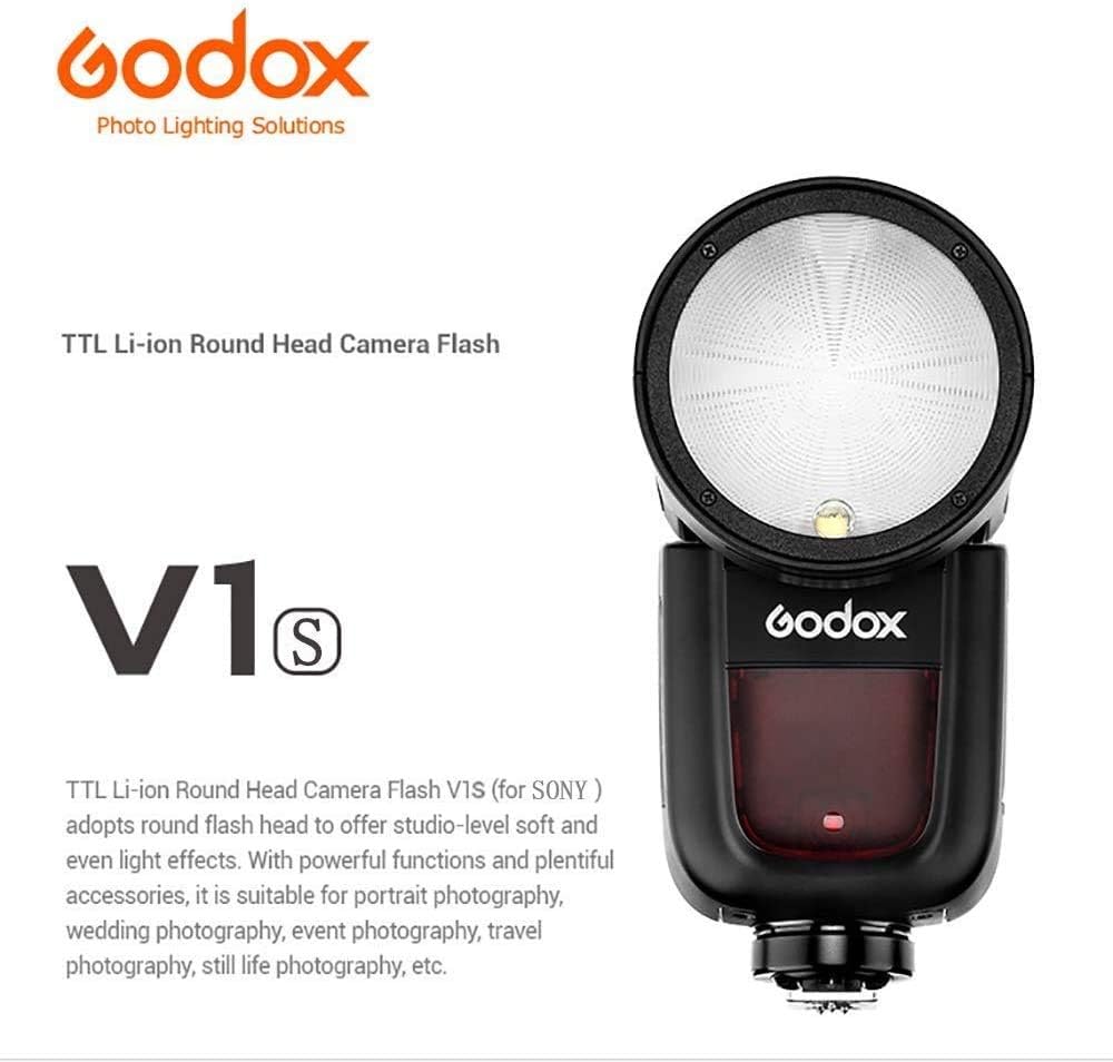Godox V1-S Flash de Tête Ronde 2.4G sans Fil TTL 1/8000 HSS Batterie li-ION de 2600mAh Puissance de 76Ws Speedlite pour Sony Caméra