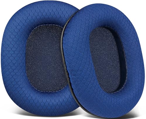 Image of SOULWIT Earpads Replacement for Audio Technica ATH M50X M50XBT M50RD M40X M30X M20X MSR7 SX1 Monitor Headphones, Ear Pads Cushions with Durable Mesh Fabric, High-Density Foam - Blue