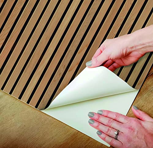 Papel De Parede Adesivo Ripas De Madeira Clara Lavável 3m