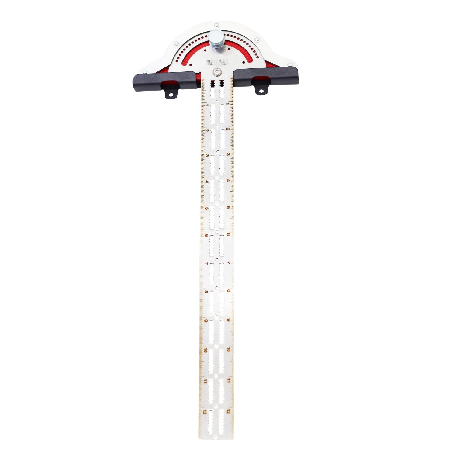 WEITARI Woodworkers Edge Ruler, Thickness 1.5mm Protractor Angle Finder Woodworking Design Ruler with Protractor T Square T Ruler 0-70 Degrees Adjustable Protractor 15 inch