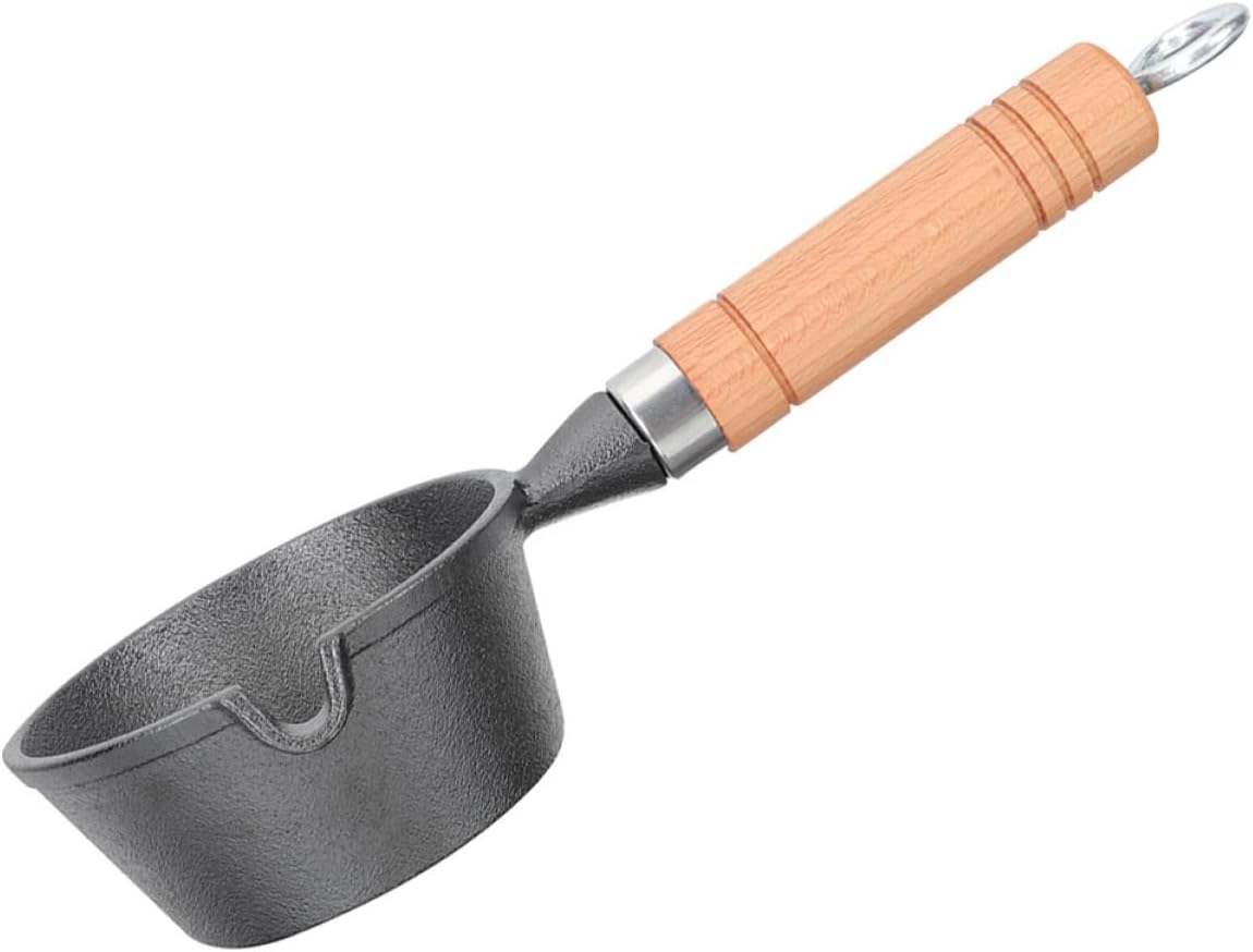 Small Iron Pour Oil Pan Compact Melting Pot with Spout for Butter Gadget for Baking and Cooking Spaces Height