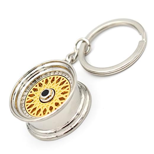 VmG-Store BBS Style matt svart/krom fälg nyckelring – massivt hänge (guld, fälg krom)