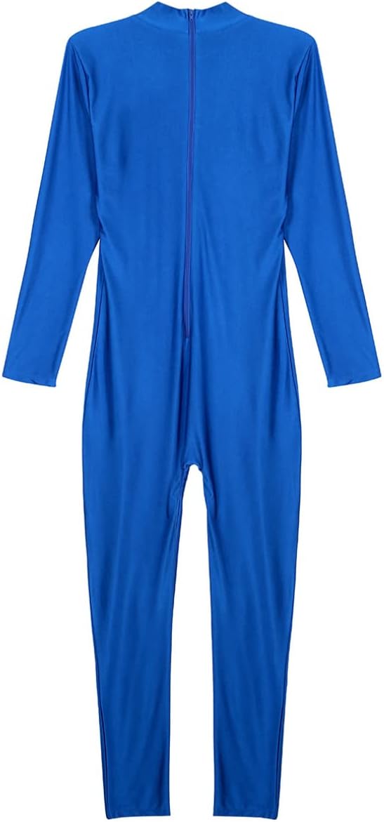 Sywiyi Men's Long Sleeve Zipper Bodysuit High Neck One Piece Unisex Adult Spandex Unitard Dancewear