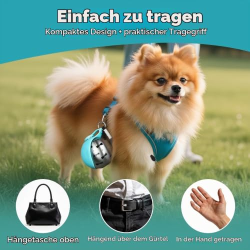 Tragbare Haustiere Trinkflasche, 285ml Edelstahl Wasserflasche für Hunde, Auslaufsichere Reise Trinknapf für Katzen mit Faltbarem Silikonnapf für Spaziergänge und Wanderungen Im Freien