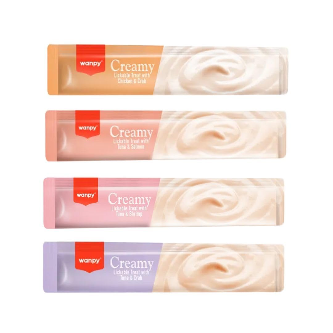 Wanpy Creamy Treats Lot de 50 friandises pour chat 4 saveurs
