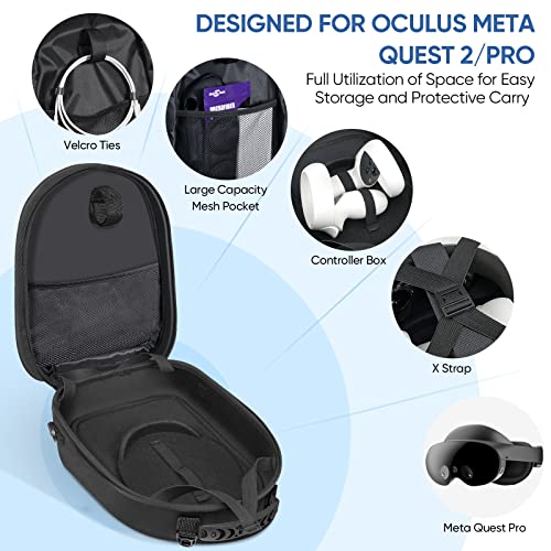 Carrying Case For Oculus Meta Quest 2/Quest Pro And Accessories, Expandable Capacity Generic Compatible With Kiwi Design/Bobovr All Elite Strap With Battery, Travel Storage Backpack #TOP2