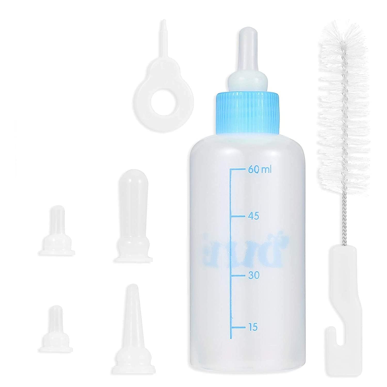 Pets Empire Puppy Nursing Bottle Kit, Dog Cat Puppy Milk Feeding Bottle with 4 Replacement Nipples Milk Feeder Nursing Care Set and 1PCS Nipple Brush (150ml)
