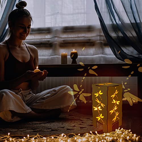 Midrean 9.1"Small Wooden Lanterns Decorative Indoor , Rustic Farmhouse Dragonfly Decorative Lantern Home Decor #TOP3