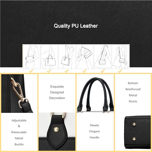 Image of CHICAROUSAL Crossbody Purses and Handbags for Women PU Leather Tote Top Handle Satchel Shoulder Bags (d Black- White)