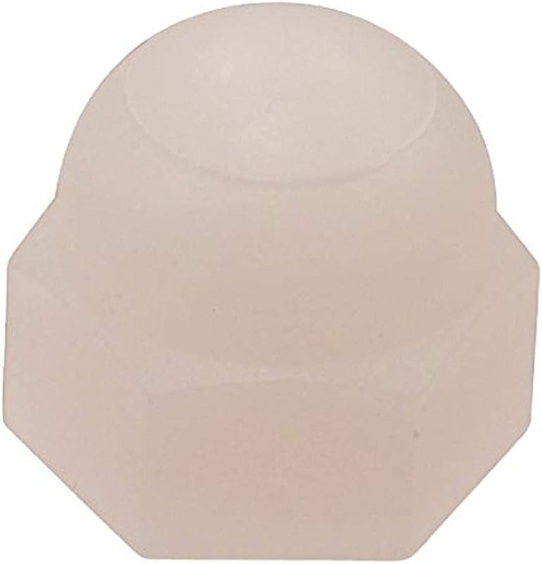 Hillman White Nylon Acorn Cap Nuts for Bolts 1/4-20 Coarse Thread, 15 Pack | Rounded top covers the bolt end, smooth finished look, guards sharp threads, furniture, electronics, gentle and rust-proof