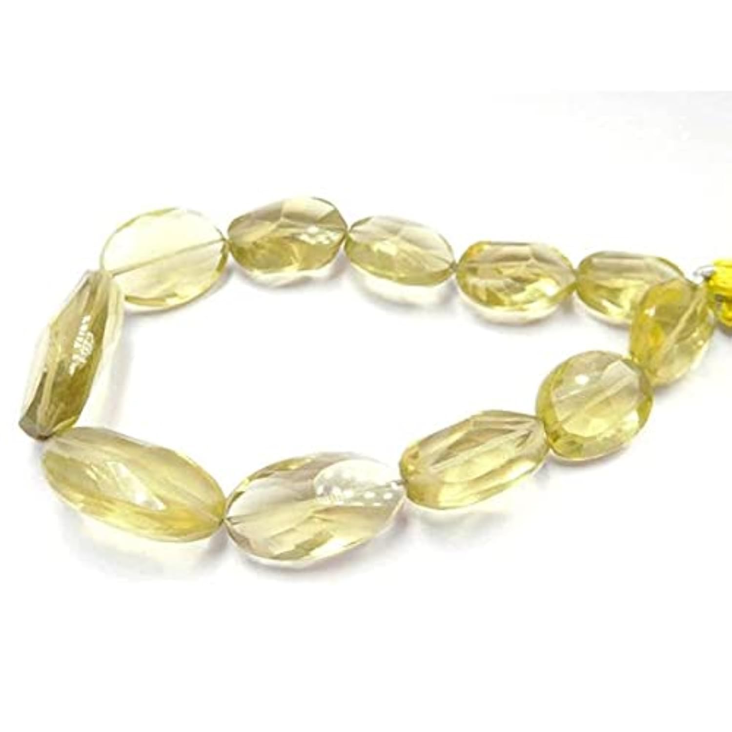 Cuarzo limón natural en cuentas ovaladas para diseñar collares de verano hechos a mano